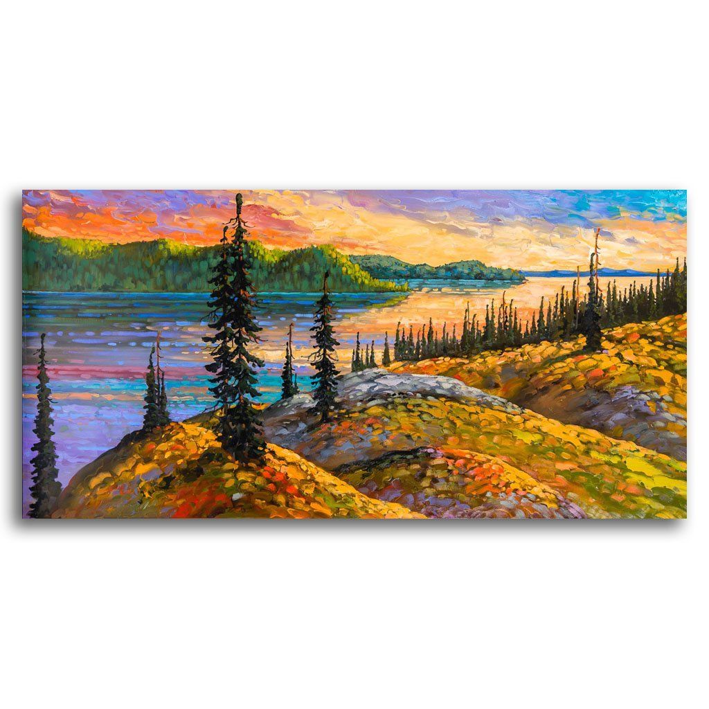Distant Light on Tibbitt Lake | 30&quot; x 60&quot; Oil on Canvas Rod Charlesworth