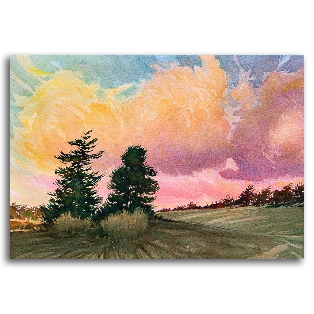 Ken Faulks Evening Trees | 9" x 13" Watercolour