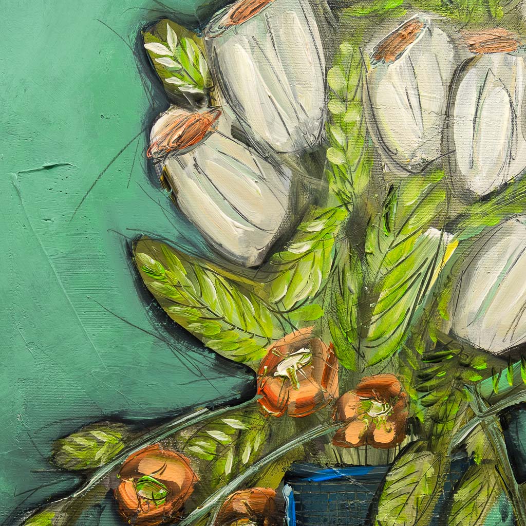 Fleuris et Raisins Vert | 48" x 24" Acrylic on Canvas Josée Lord