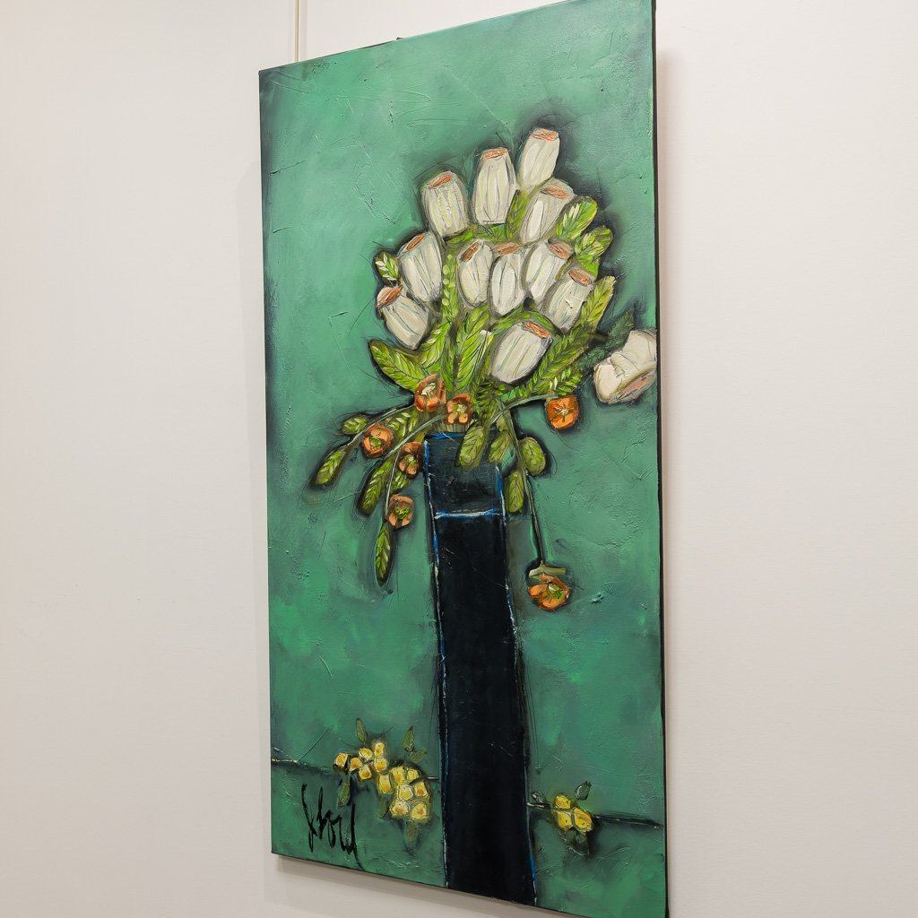 Fleuris et Raisins Vert | 48" x 24" Acrylic on Canvas Josée Lord
