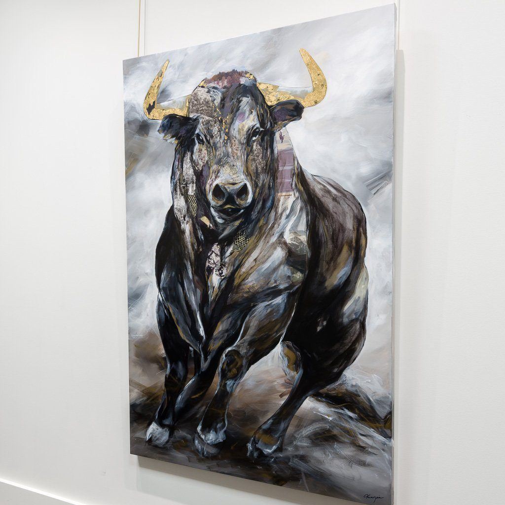 Flin Flon Bull Mixed Media on canvas Annabelle Marquis