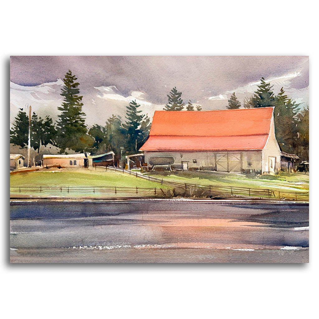 Ken Faulks High Oaks Barn | 9" x 13" Watercolour