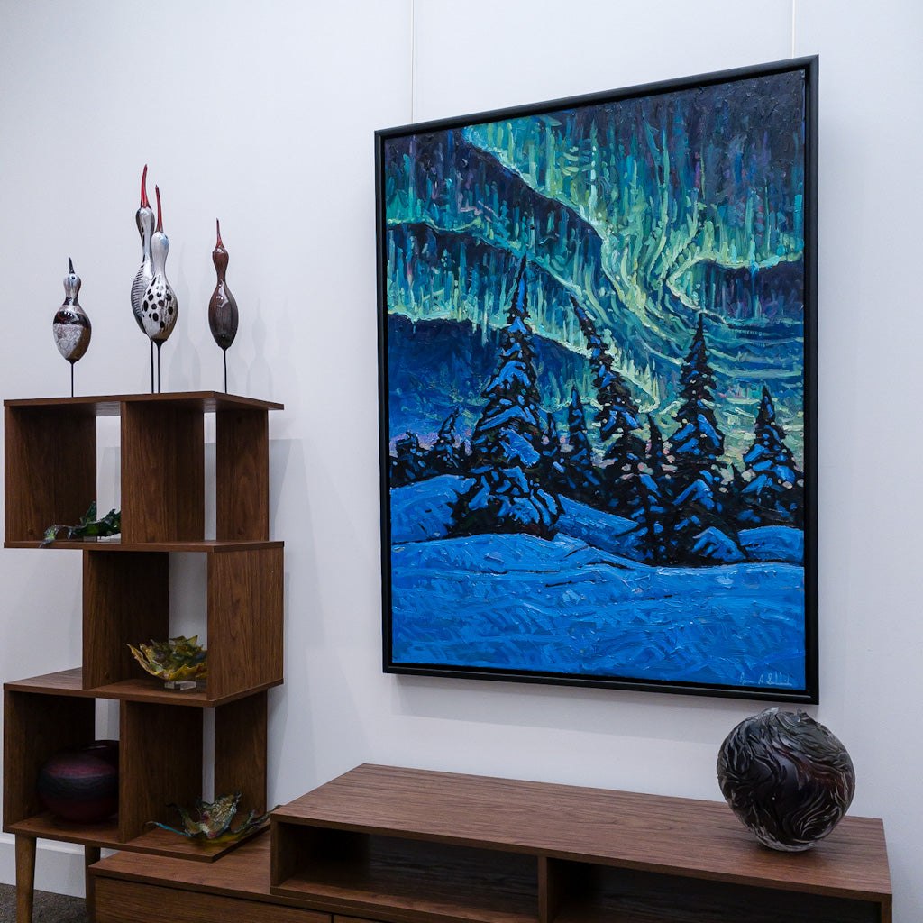 Ryan Sobkovich Aurora Borealis, French River | 48" x 36" Oil on Canvas