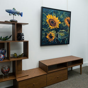 Ryan Sobkovich Vivid Golden Sunflowers | 36" x 36" Oil on Canvas
