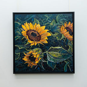 Ryan Sobkovich Vivid Golden Sunflowers | 36" x 36" Oil on Canvas