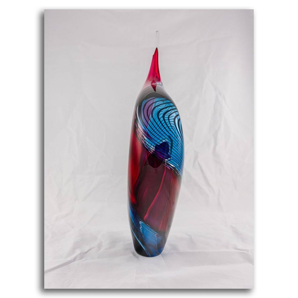 Incalmo Vessel II -  Magenta, Blue, and Purple | 13" x 23.5" Blown Glass Paull Rodrigue