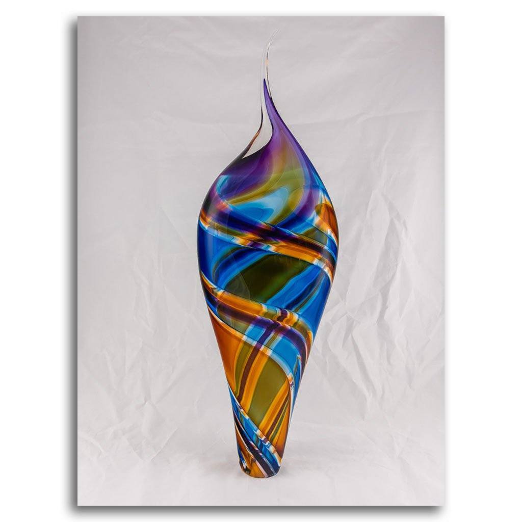 Incalmo Vessel III -  Purple, Orange, and Blue | 9.5" x 31" Blown Glass Paull Rodrigue