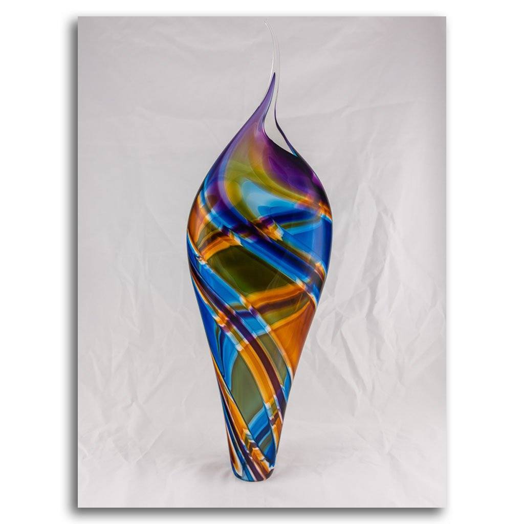 Incalmo Vessel III -  Purple, Orange, and Blue | 9.5" x 31" Blown Glass Paull Rodrigue