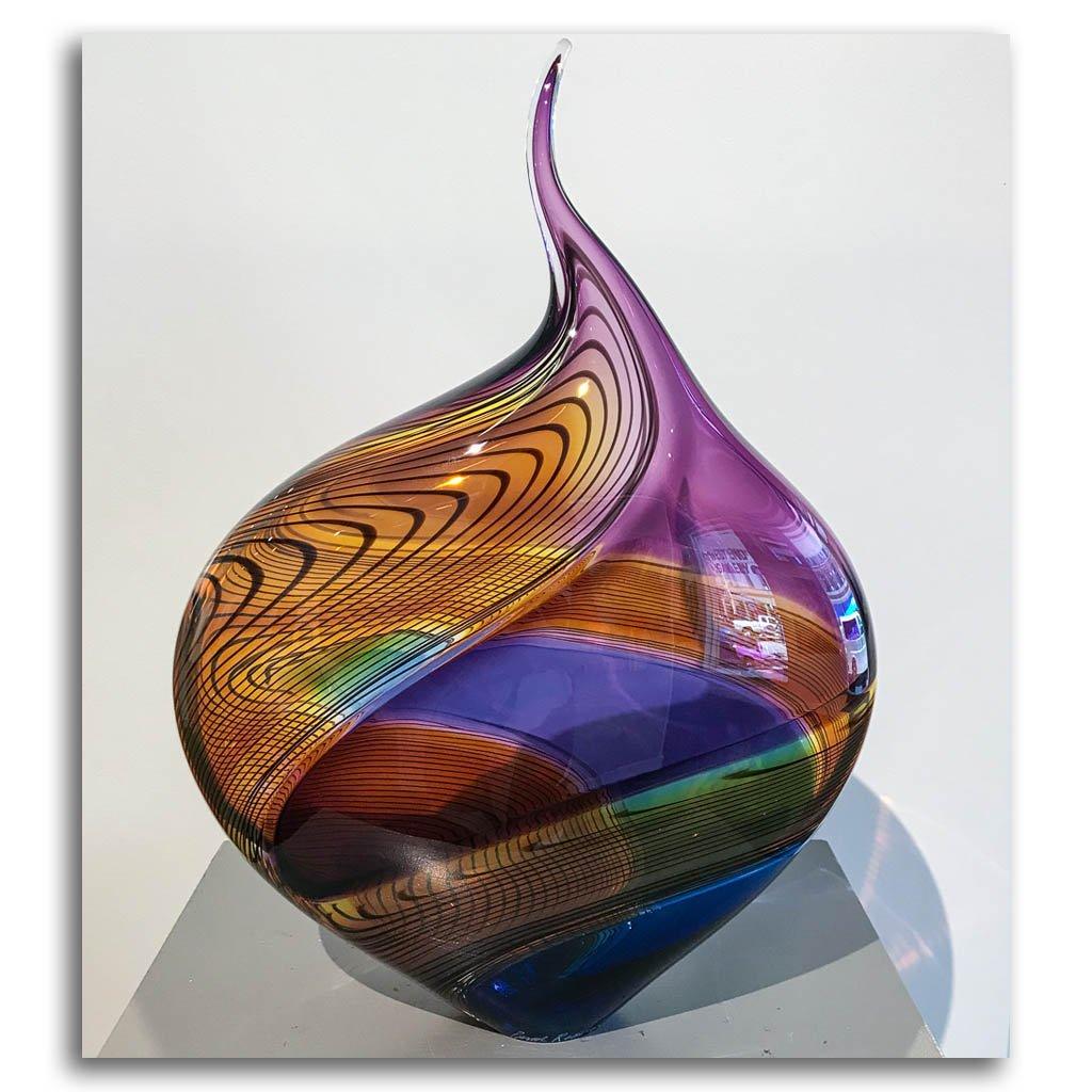 Incalmo Vessel - Purple, Orange, and Blue | 12" x 17.5" Blown Glass Paull Rodrigue