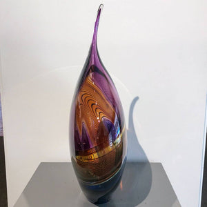 Paull Rodrigue Incalmo Vessel - Purple, Orange, and Blue | 12" x 17.5" Blown Glass