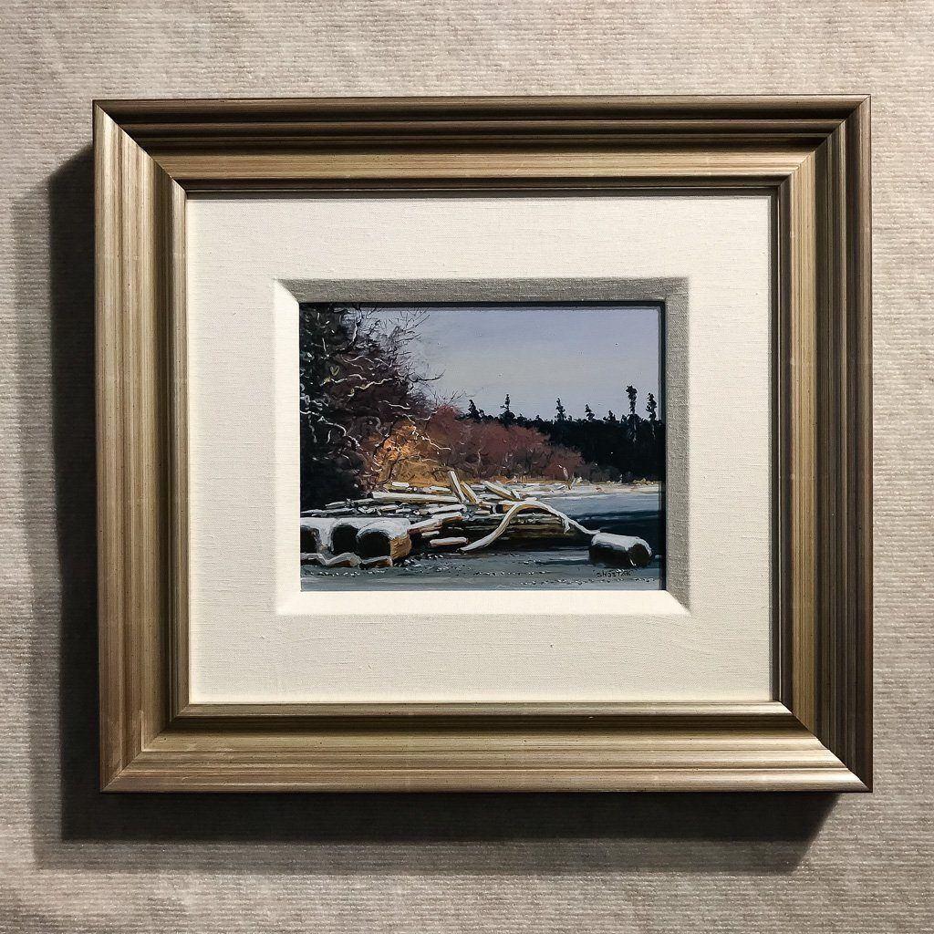 January Snow on Hornby Island | 8&quot; x 10&quot; Oil on Panel Peter Shostak