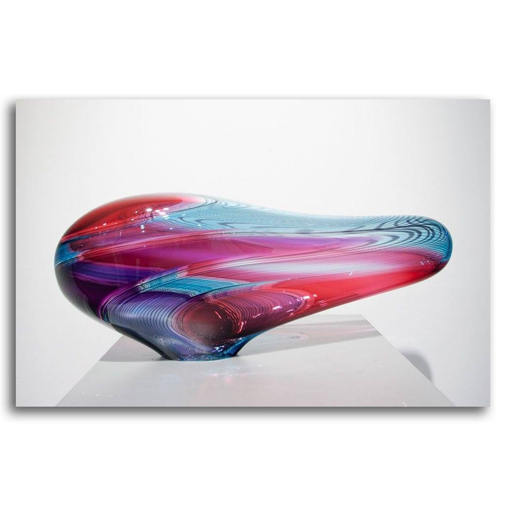 Large Sculpture - Blue, Red, Purple & Black | 25" x 10.5 Blown Glass Paull Rodrigue