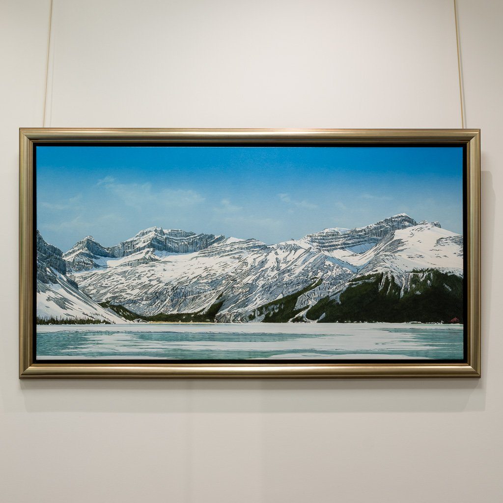 Looking Across Bow Lake to Num-Ti-Jah | 30" x 60" Acrylic on Canvas W. H. Webb