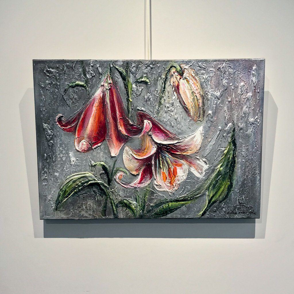 Morning Lilies | 20" x 28" Mixed Media on canvas Elka Nowicka