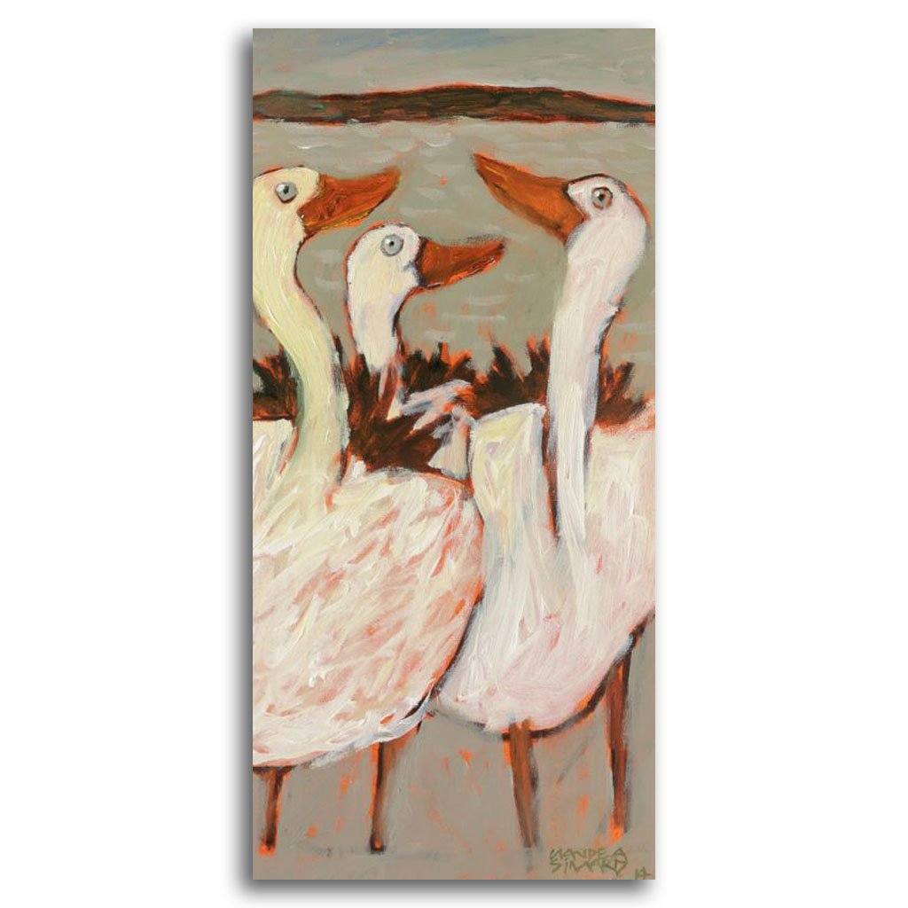 Oies blanches a la brunante | 24" x 12" Acrylic on Canvas Claude A Simard