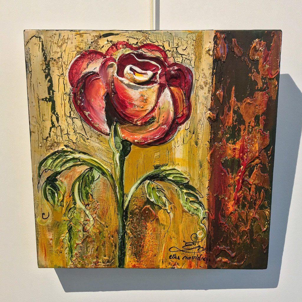 Old World Rose | 12" x 12" Mixed Media on canvas Elka Nowicka