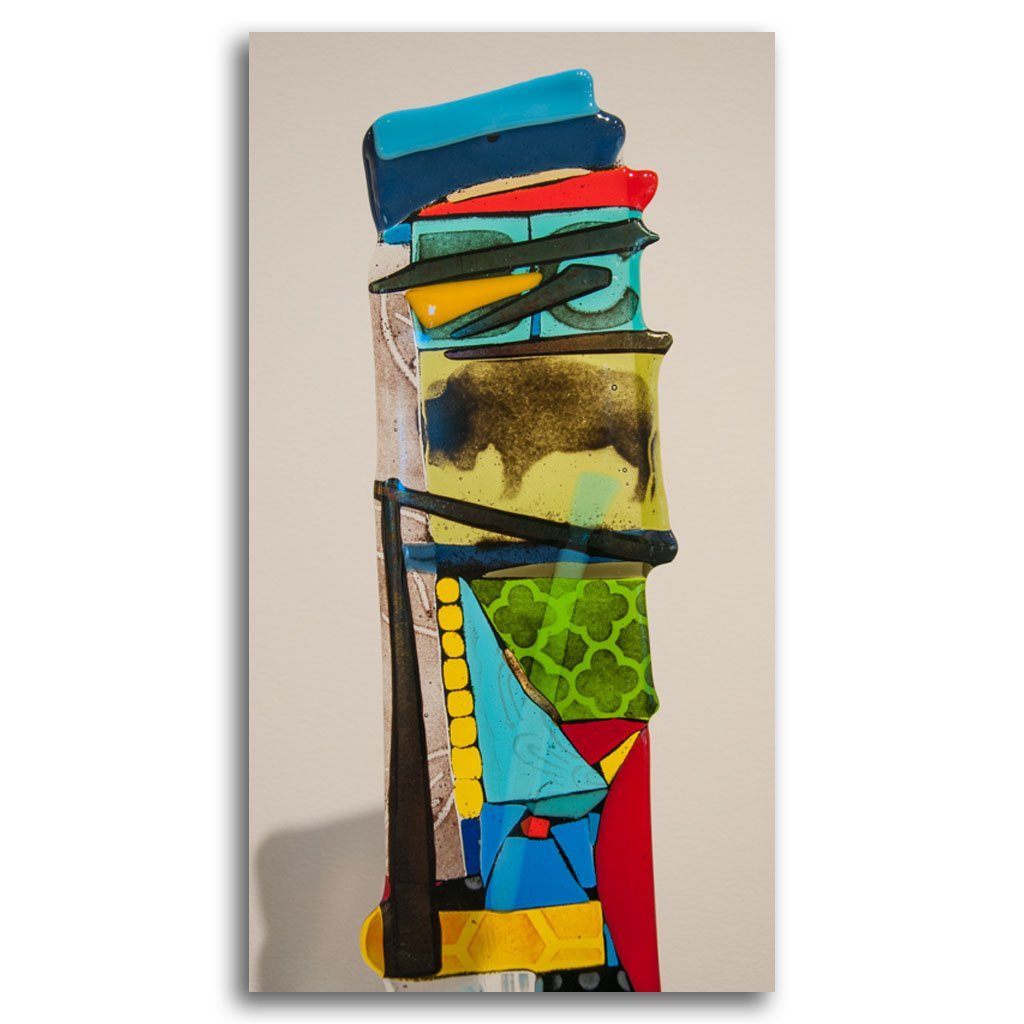 Prairie Freedom Pillar | 28.5" x 8" Hand fused glass with metal stand Tammy Hudgeon