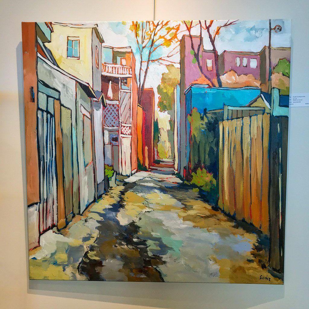 Ruelle à la flaque d'eau | 40" x 40" Acrylic on Canvas Sacha Barrette