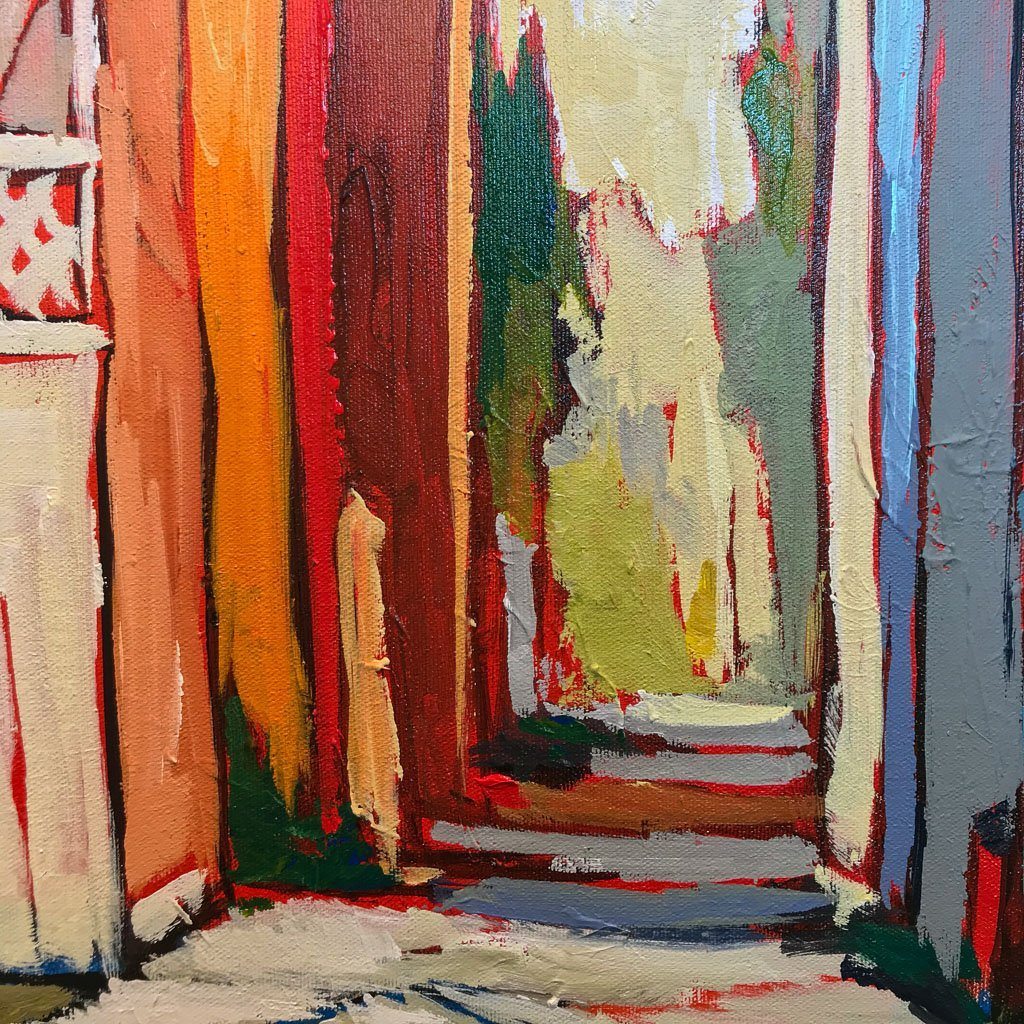 Ruelle à la flaque d'eau | 40" x 40" Acrylic on Canvas Sacha Barrette