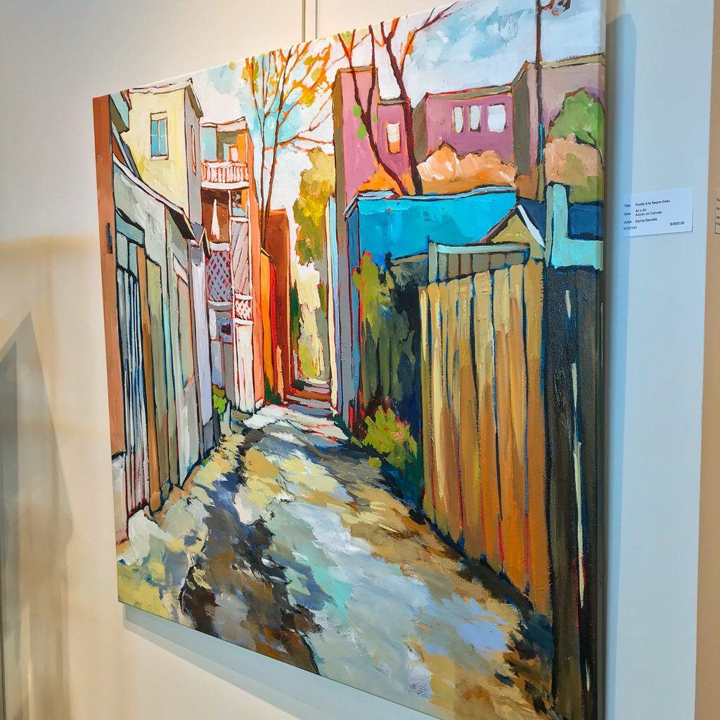 Ruelle à la flaque d'eau | 40" x 40" Acrylic on Canvas Sacha Barrette