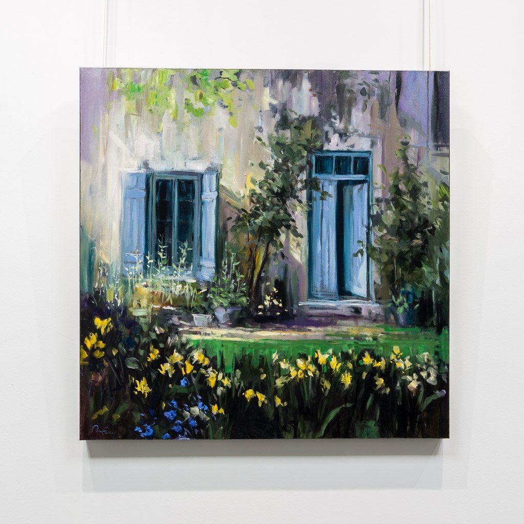 Pierre Giroux Rustic Courtyard | 36&quot; x 36&quot; Oil on Canvas