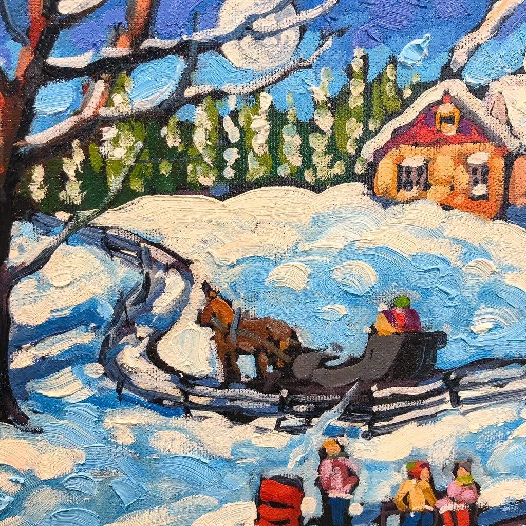 Shades of Winter Fun | 12" x 36" Oil on Canvas Rod Charlesworth