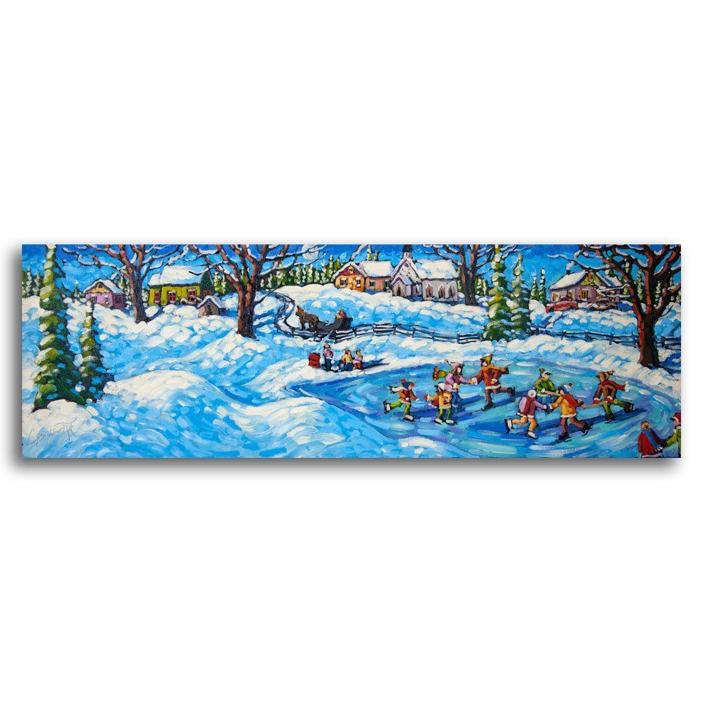 Shades of Winter Fun | 12&quot; x 36&quot; Oil on Canvas Rod Charlesworth