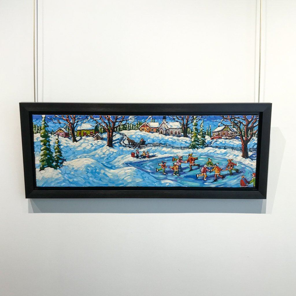 Shades of Winter Fun | 12" x 36" Oil on Canvas Rod Charlesworth