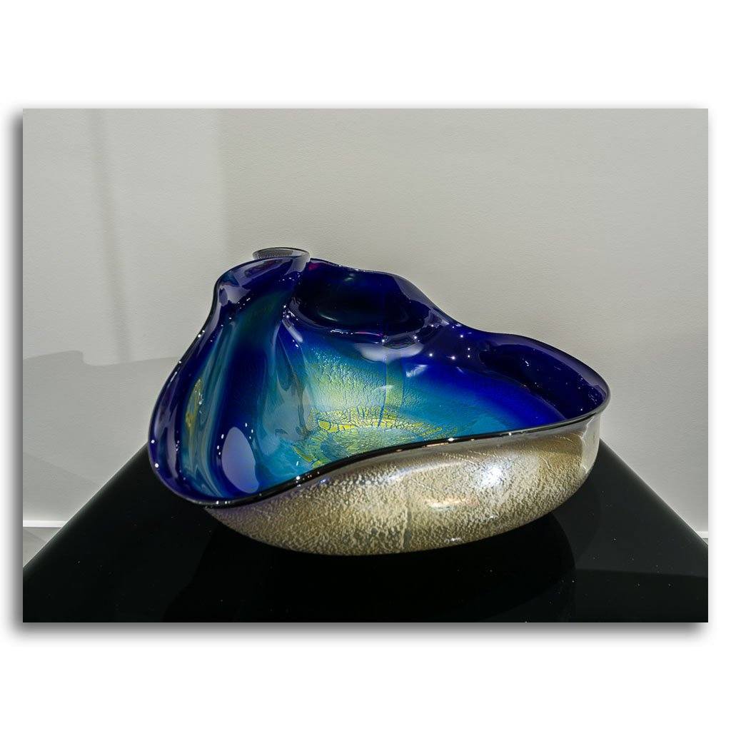 Signature Series Bowl - Purple | 19" x 8" Blown and Foiled Glass David Thai