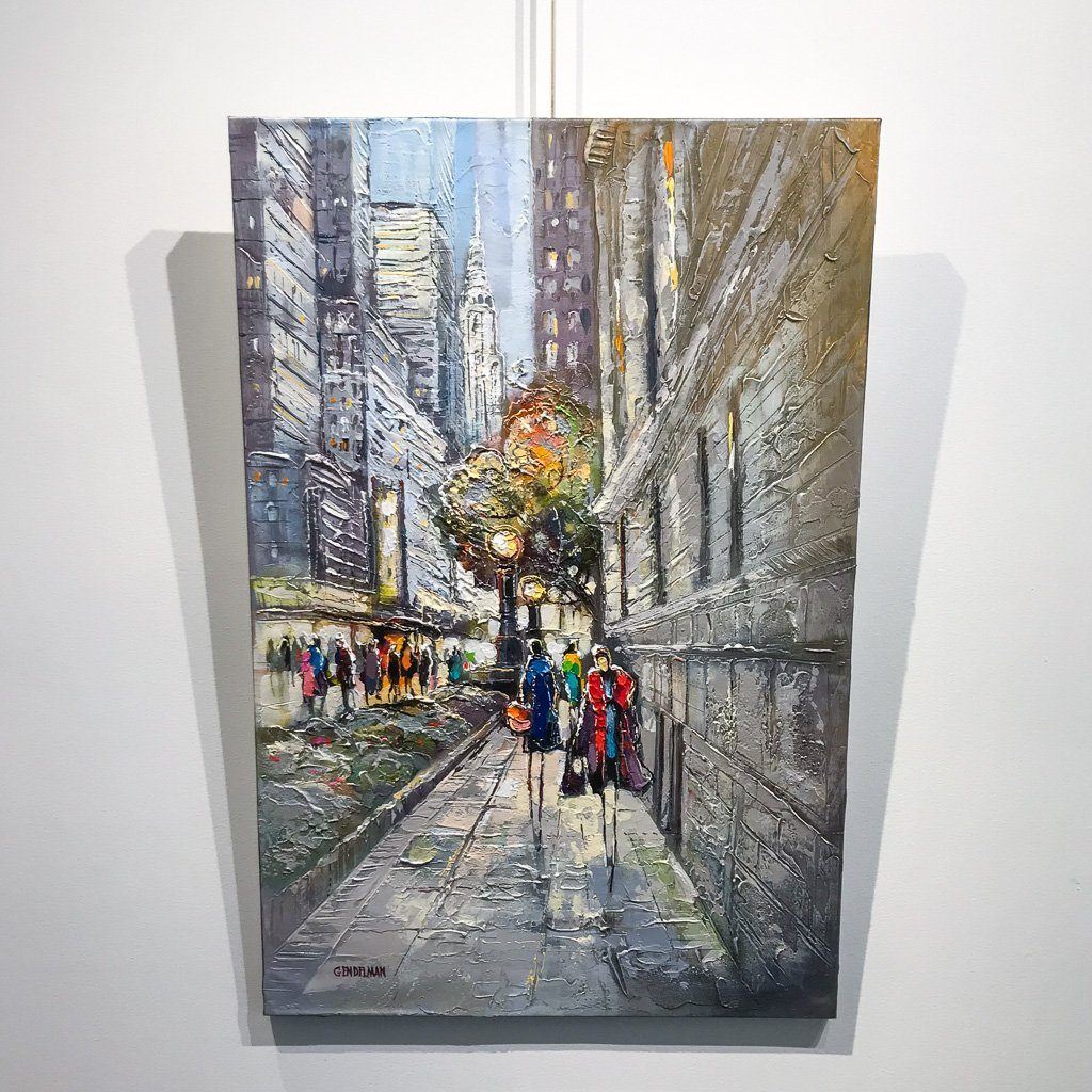 Strolling NYC | 36&quot; x 24&quot; Acrylic on Canvas Irene Gendelman