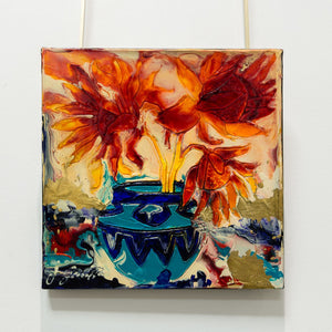Joanne Gauthier In Flame | 10" x 10" Oil on Canvas