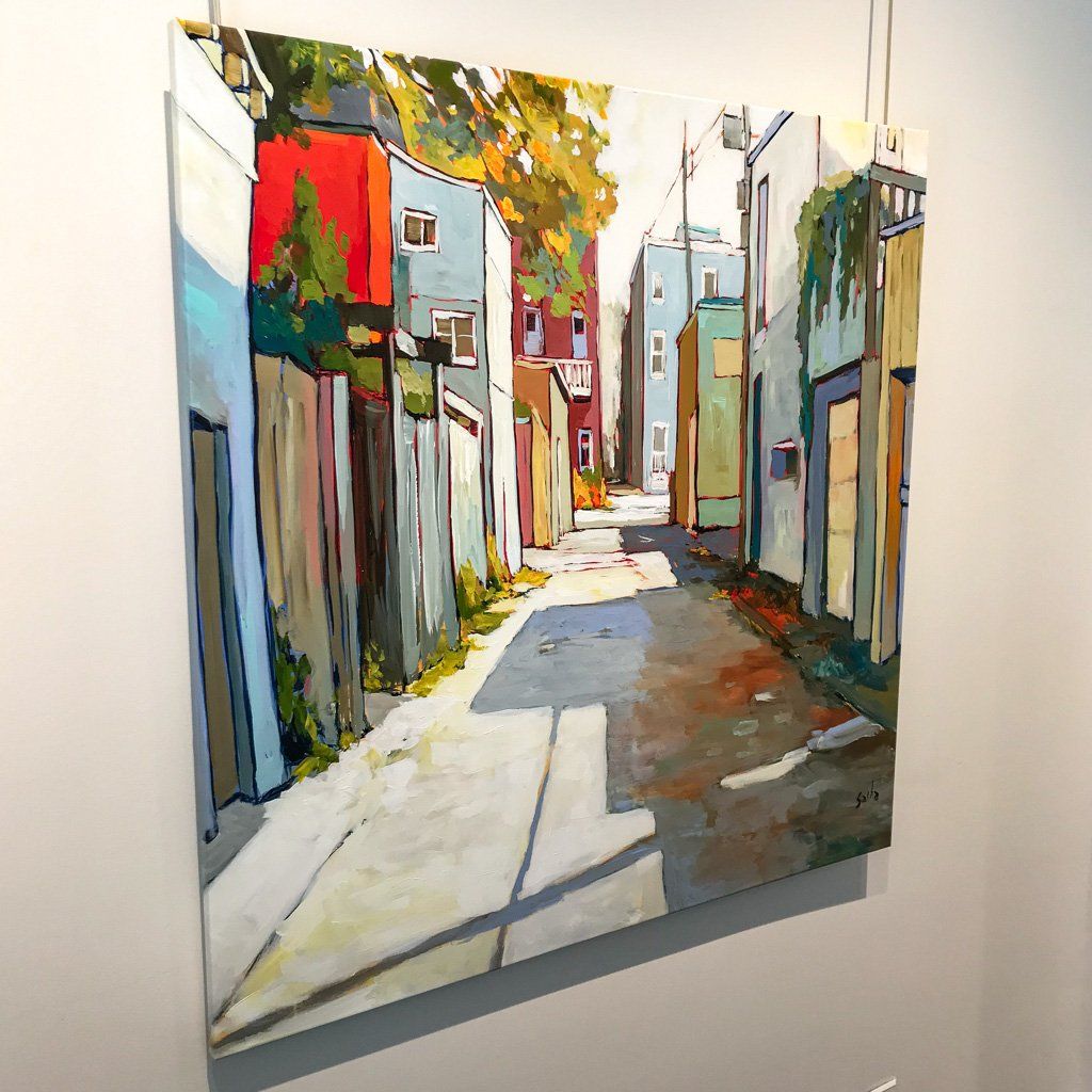 Summer Afternoon in the Alley | 40" x 40" Acrylic on Canvas Sacha Barrette