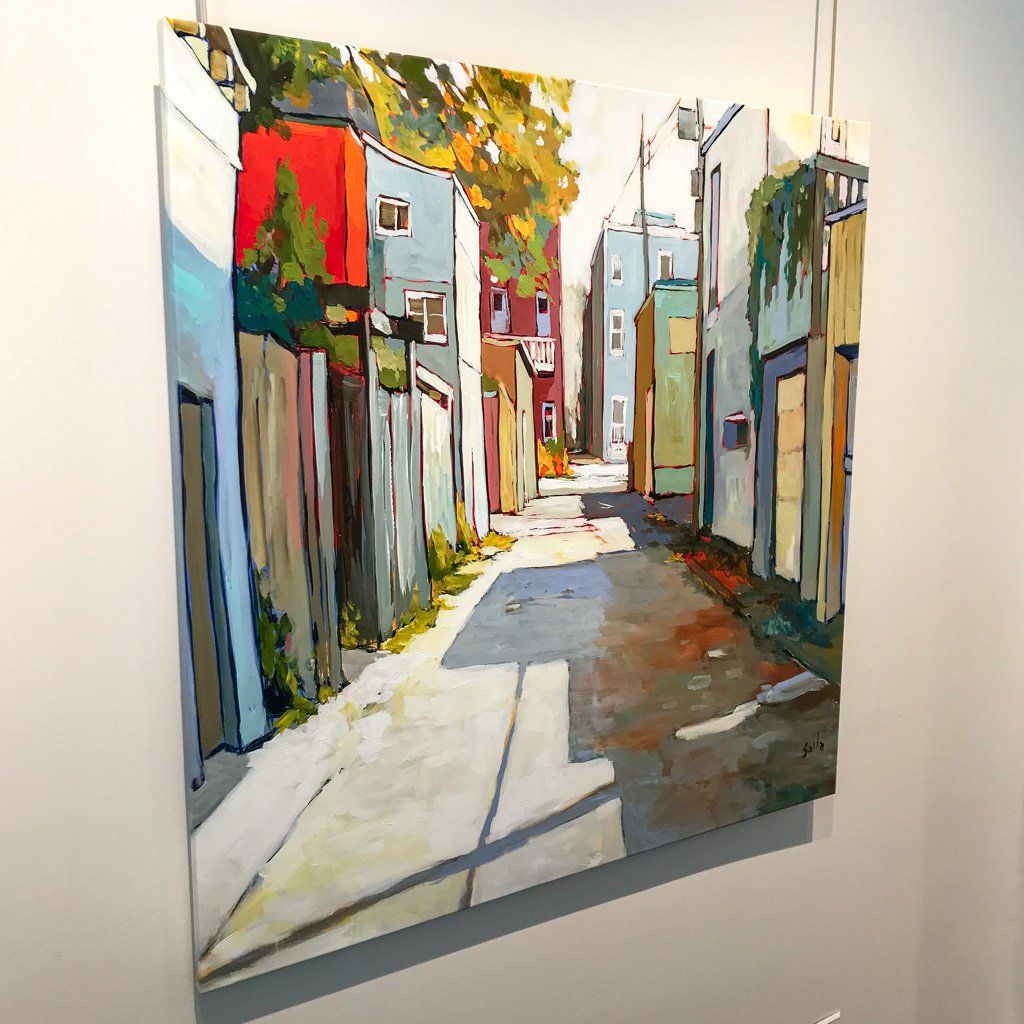 Sacha Barrette Summer Afternoon in the Alley | 40" x 40" Acrylic on Canvas