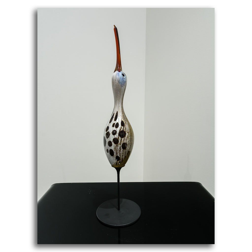 Upright Shorebird - Black Spots | 20" x 5" Blown Glass with Forged Metal Darren Petersen